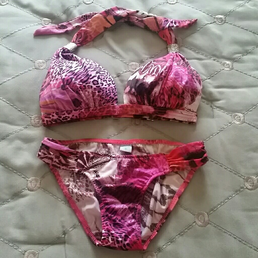 Venus Swimwear pink animal print bikini set